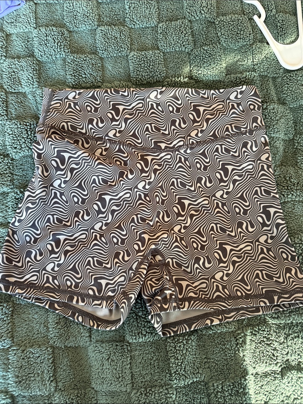 High-Waist Black & White Patterned Bike Shorts